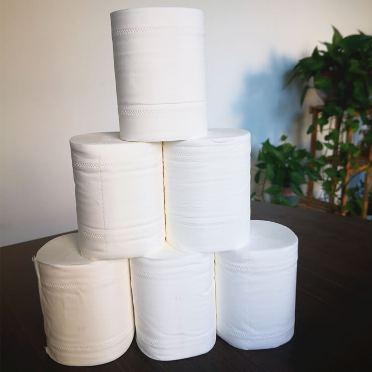 Roll of soft, eco-friendly toilet paper made from 100% virgin pulp