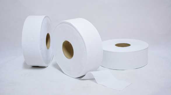 High-capacity jumbo roll toilet tissue for commercial use
