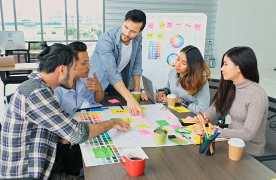 Team brainstorming ideas for custom private label products