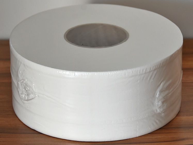 Customizable jumbo roll tissue featuring printed logos for branding