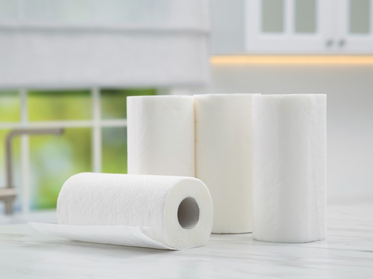 Rolls of customizable kitchen paper towels from Top Source Hygiene