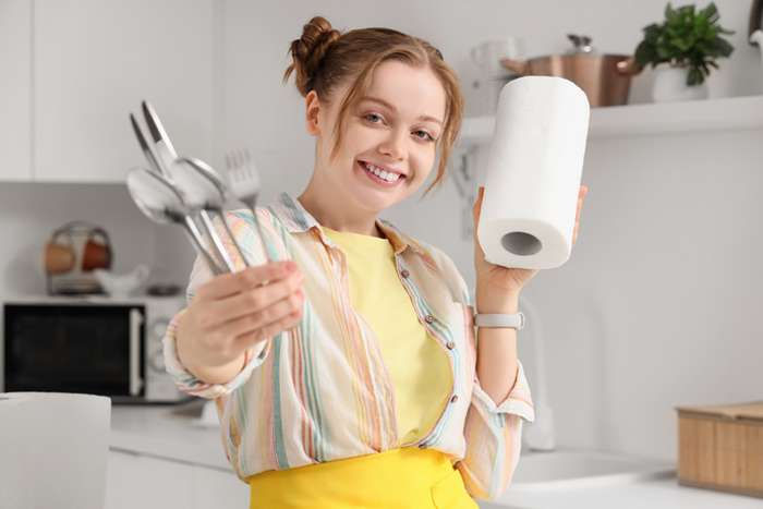 Kitchen towels in a restaurant setting, showcasing absorbency and durability