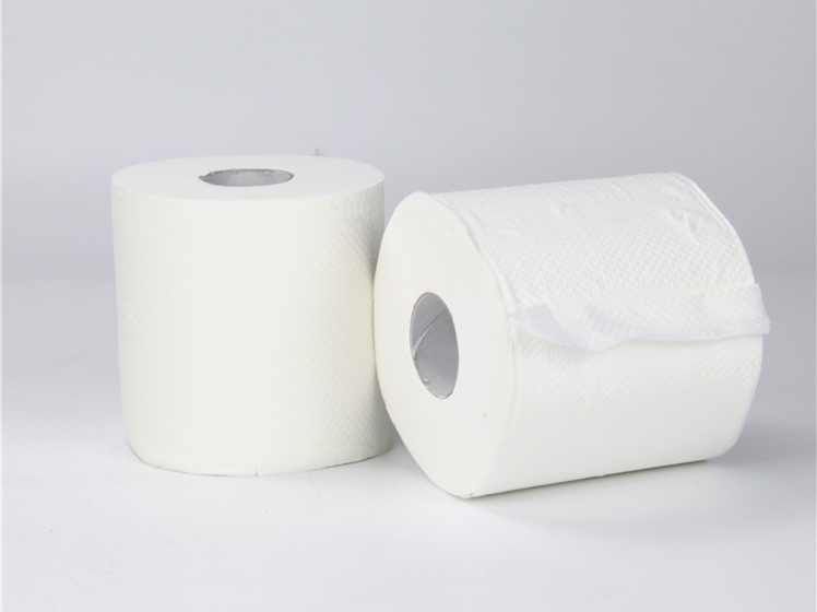 Customized toilet paper rolls featuring embossing and multilingual packaging options.