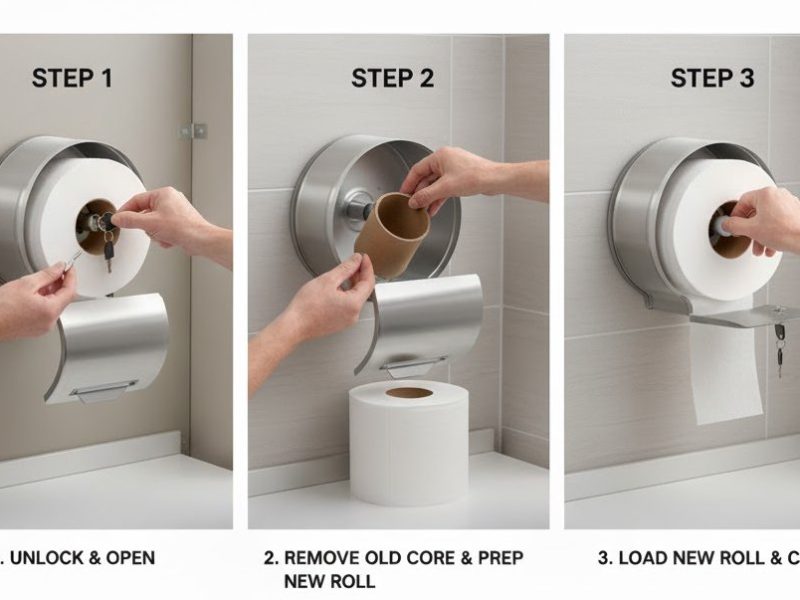 Change a Jumbo Roll Toilet Paper Dispenser