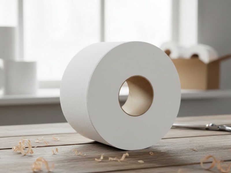 Stack of high-quality commercial paper rolls in a warehouse setting
