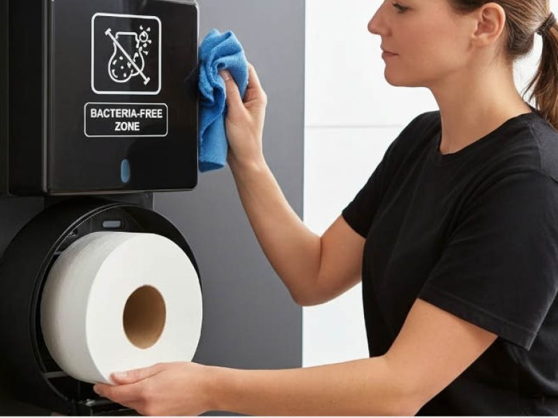 How to Open and Change a Commercial Jumbo Toilet Paper Dispenser (1)