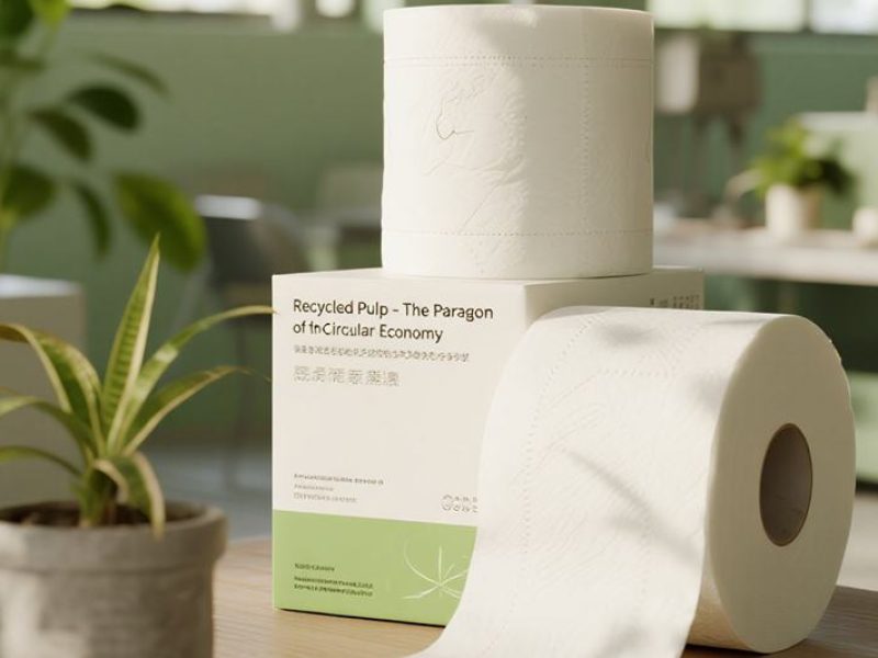 Recycled pulp paper product symbolizing the circular economy for sustainable manufacturing