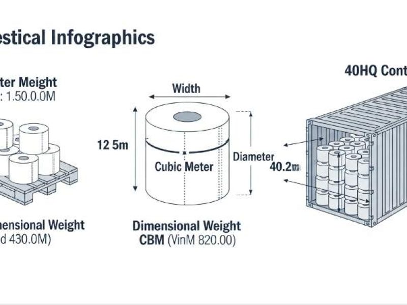 Infographic showing the dimensions of toilet paper rolls and their impact on shipping and ROI