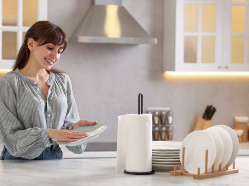 Kitchen towel displayed in a busy restaurant kitchen setting