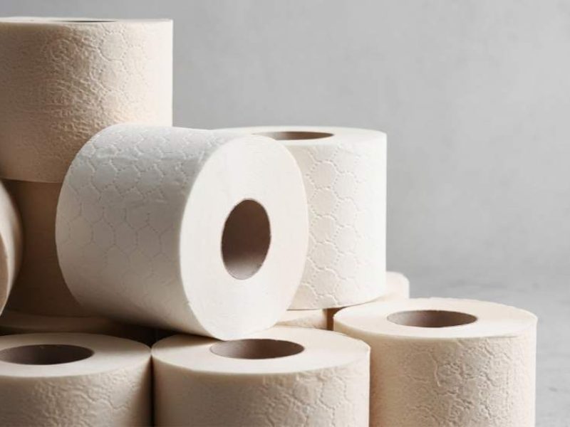 Rolls of unbleached brown toilet paper made from virgin pulp, zero bleach and OBA-free for eco-friendly use