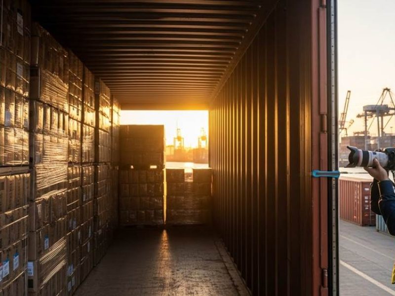 Organized cartons of OEM and ODM paper products being loaded into a 40-foot shipping container