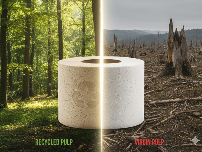 a soft roll of recycled toilet paper