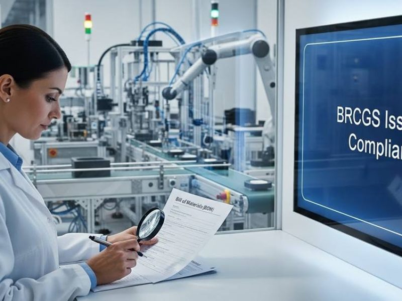 quality inspector reviewing a Bill of Materials (BOM) document