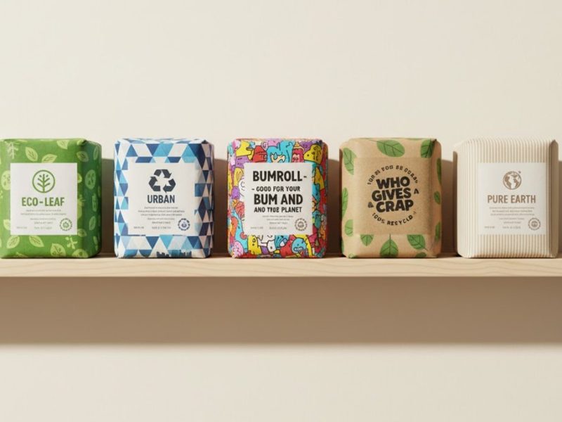 several different rolls of recycled toilet paper