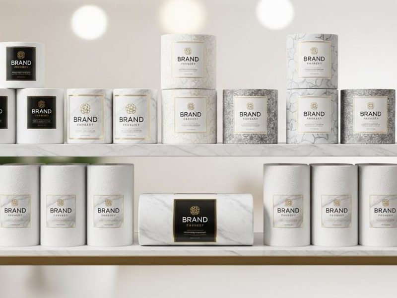 toilet paper rolls with elegant, modern private label packaging